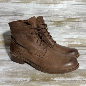 Mens Frye brown leather combat lace up boots casual size 9.5 D